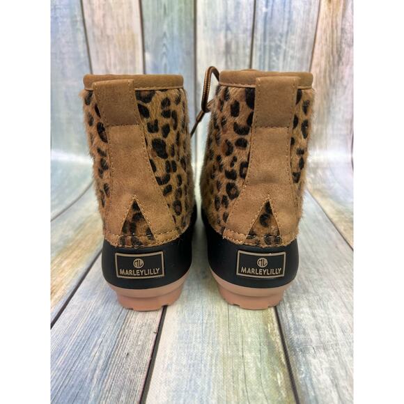 MarleyLilly Animal Print Rain Boots Size 13 Lace Up Winter Snow Boots - Picture 2 of 11